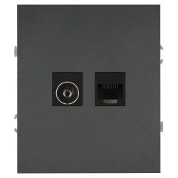 Розетка ЭРА Arktik 16-3110-06 комбинированная RJ45+TV графит | Эра Arktik
