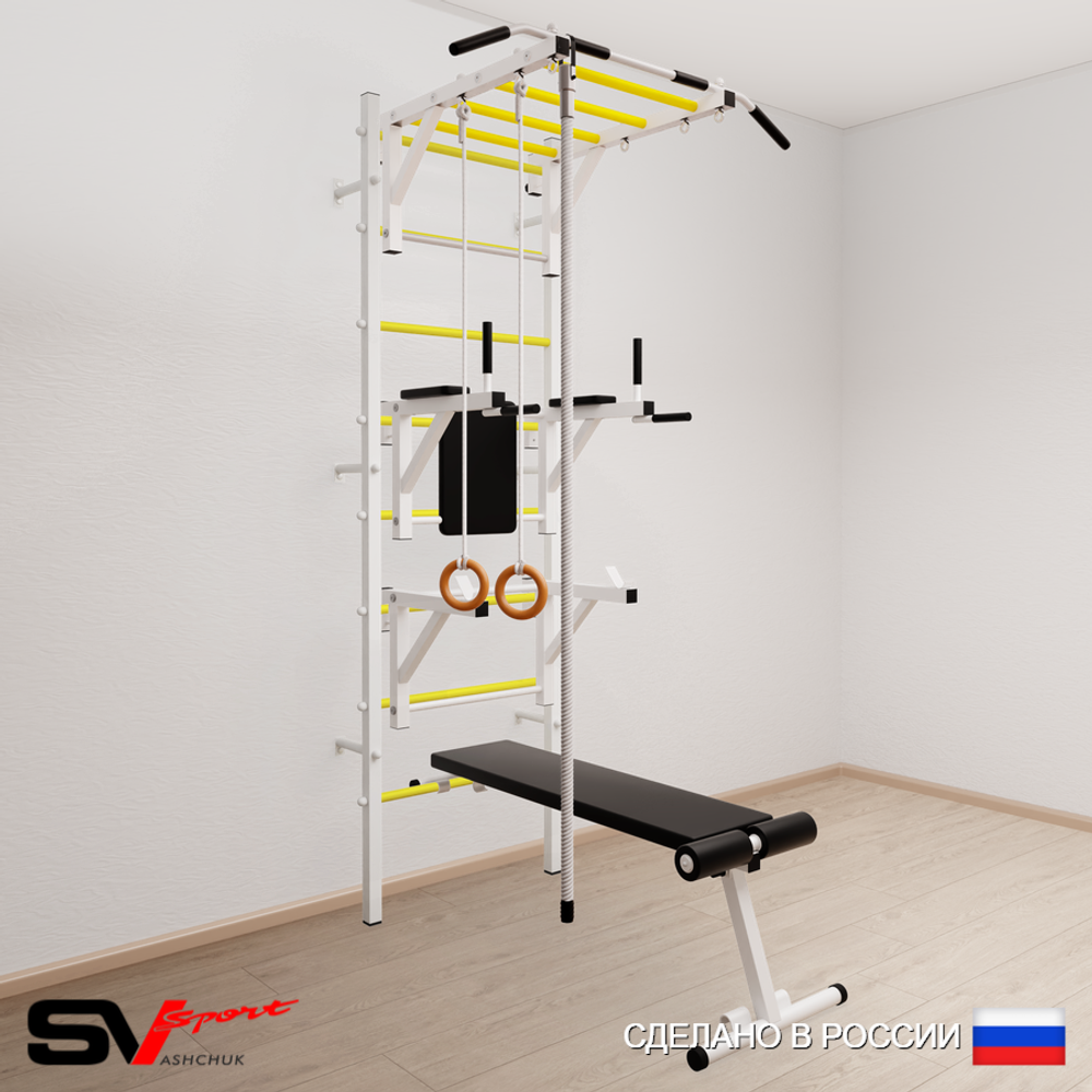 Шведская стенка Sv Sport 564 (Турник рукоход/Брусья/Стойка/Скамья/Канат/Кольца)
