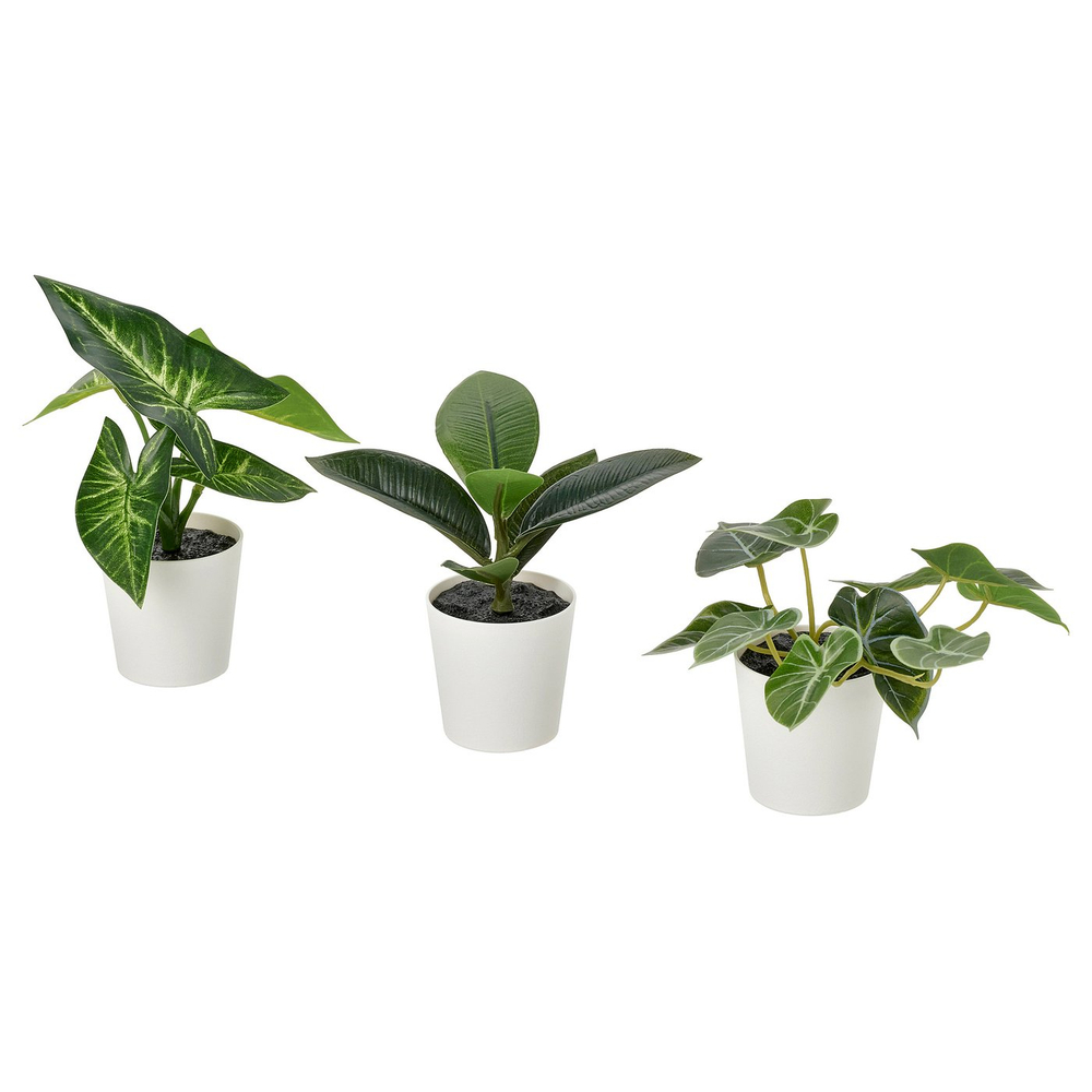 IKEA FEJKA  (ИКЕА ФЕЙКА)  -  Искусственное растение в горшке, 3 шт. - для дома и улицы/листья