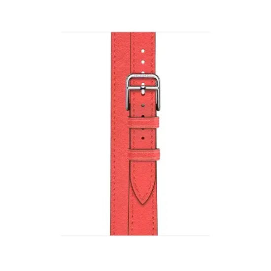 Apple Watch Hermès 41mm Silver Stainless Steel Case with Attelage Double Tour Rose Texas