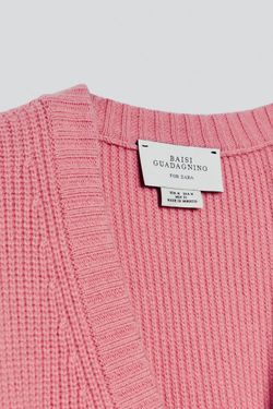 ZARA X BAISI GUADAGNINO КАШЕМИРОВЫЙ СВИТЕР, РОЗОВЫЙ
