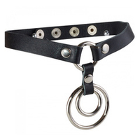 Черный кожаный чокер с 2 кольцами Соло Sitabella BDSM Accessories 3395-1
