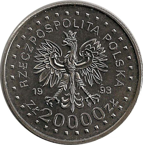 20000 злотых. Лиллехаммер 1994 год. XVII Зимние Олимпийские игры. 1993 год. Польша. UNC