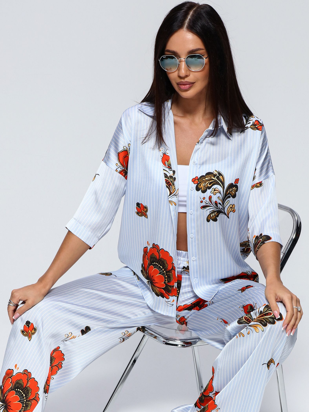 Костюм летний шелковый "ART SILK", 713.9054.09.15, цвет голубая хохлома