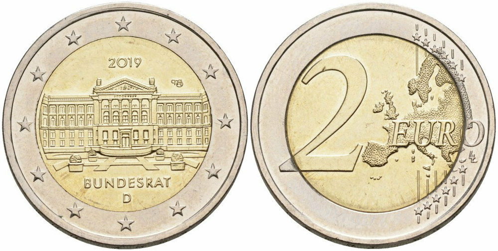 Германия 2 евро, 2019 70 лет Бундесрату