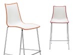 Стул полубарный пластиковый Scab Design Zebra Bicolore, хром, белый, оранжевый