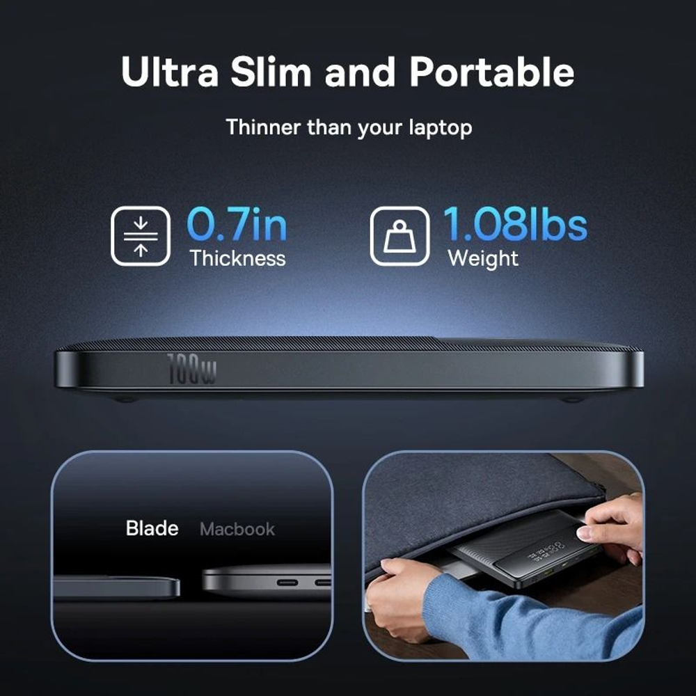 Внешний аккумулятор повербанк чёрный Power Bank 20000mAh 100W BASEUS