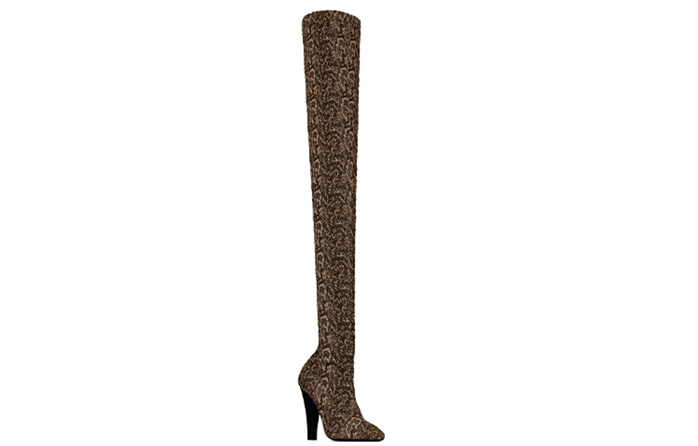 SAINT LAURENT 68 PYTHON Over the knee Boots Women"s Beige