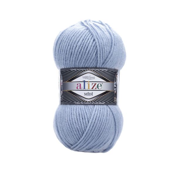 Пряжа Alize (Ализе) Superlana Midi / уп.5 мот. по 100 г, 170м, 480 светло-голубой A