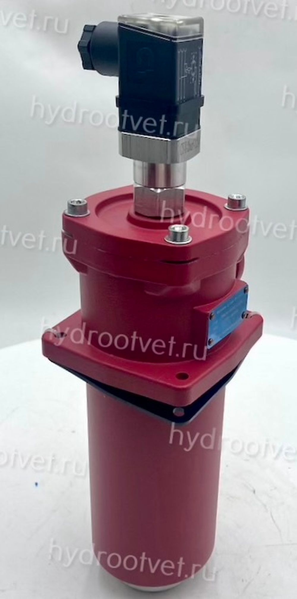 RFBN/HC110DC10D1.X/-L24 - Сливной фильтр гидравлический одинарный модели RF тонкость фильтрации 10 мкм, типоразмер 110, вид присоединения: резьба G3/4, материал корпуса - чугун, рабочее давление до 25 бар, визуально-электрический (лампа с напряжением 24В) индикатор загрязнения