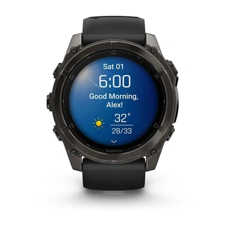 Умные часы Garmin fenix 8 51mm Solar Sapphire, Carbon Gray DLC Titanium with Black/Pebble Gray Silicone Band (010-02907-11)