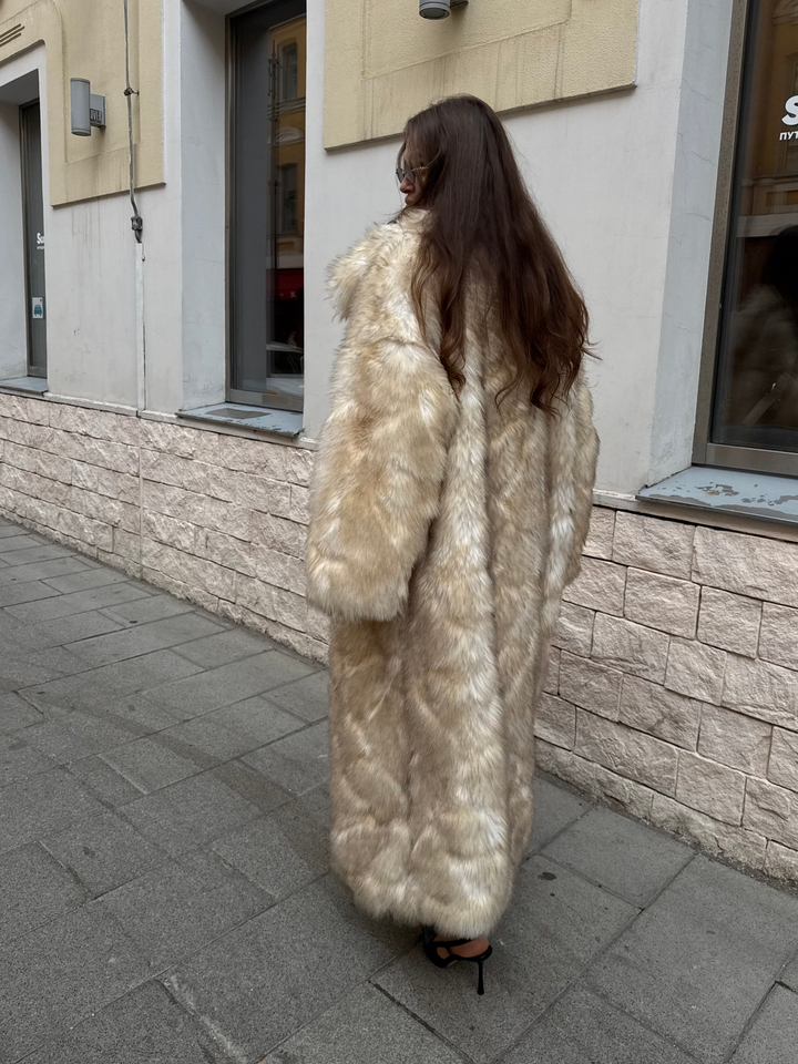 Шуба из эко меха Месика рысь золотистый
