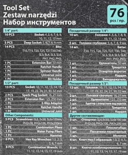 Набор инструментов PROFI 76пр. 1/4'',1/2''(6гр)(4-32мм) MAMEDFORCE MF-4772-5