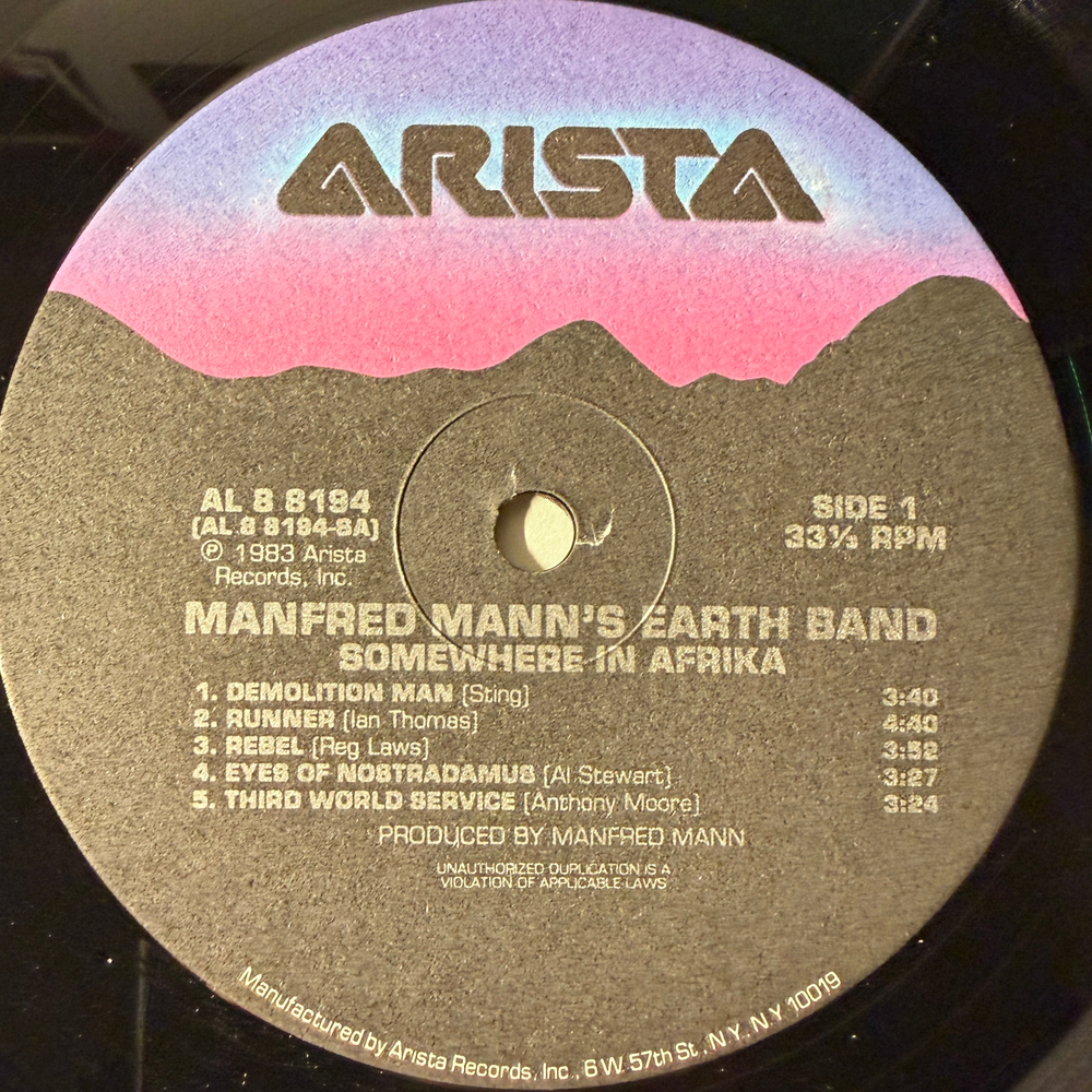 Manfred Mann's Earth Band ‎– Somewhere In Afrika (США 1983г.)