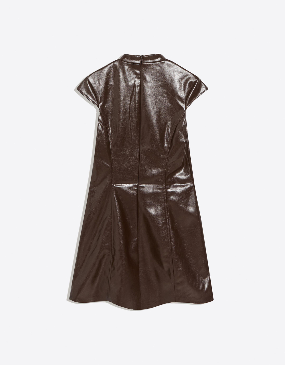 Женское мини-платье из искусственной кожи с высоким воротником - BERSHKA