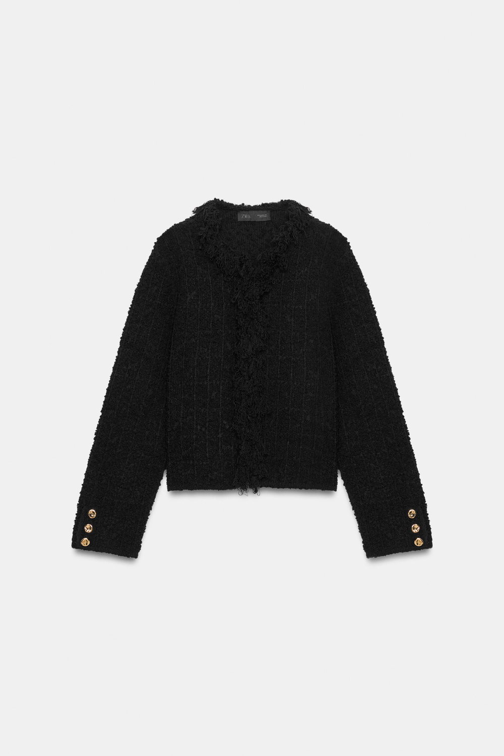 ФАКТУРНЫЙ КАРДИГАН С БАХРОМОЙ — ZARA