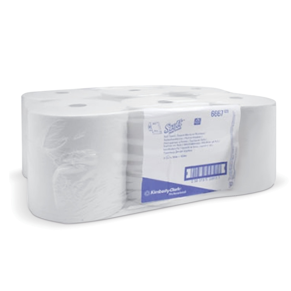Полотенца бумажные рулонные KIMBERLY-CLARK Scott, КОМПЛЕКТ 6 шт., 304 м, белые.