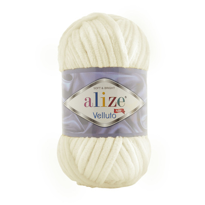 Пряжа Alize (Ализе) Velluto / уп.5 мот. по 100 г, 68м, 062 светло-молочный A