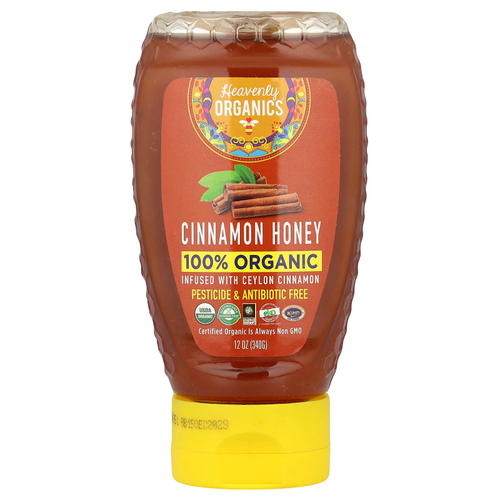 Heavenly Organics, 100% органический мед с корицей, 340 г (12 унций)