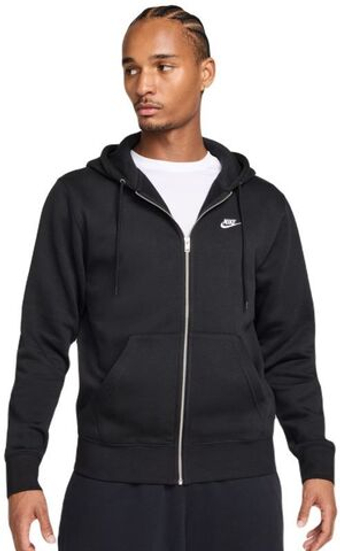 Мужская теннисная кофта Nike Club Full-Zip Fleece - черный/черный/белый