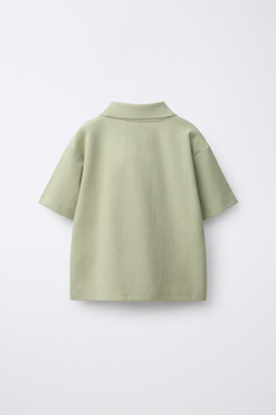ZARA ОДНОТОННОЕ ПОЛО, СВЕТЛЫЙ ХАКИ