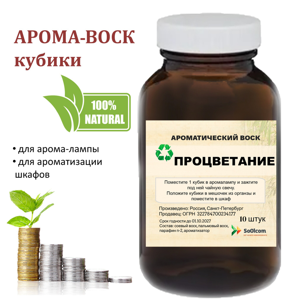 Процветание, кубики восковые для ароматизации, 10 штук