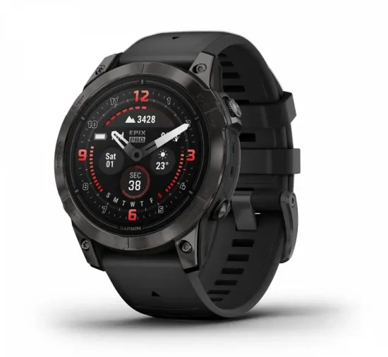 Смарт-часы GARMIN Epix PRO Sapphire Edition 47 мм, титановый, угольно-серый DLC, черный ремешок