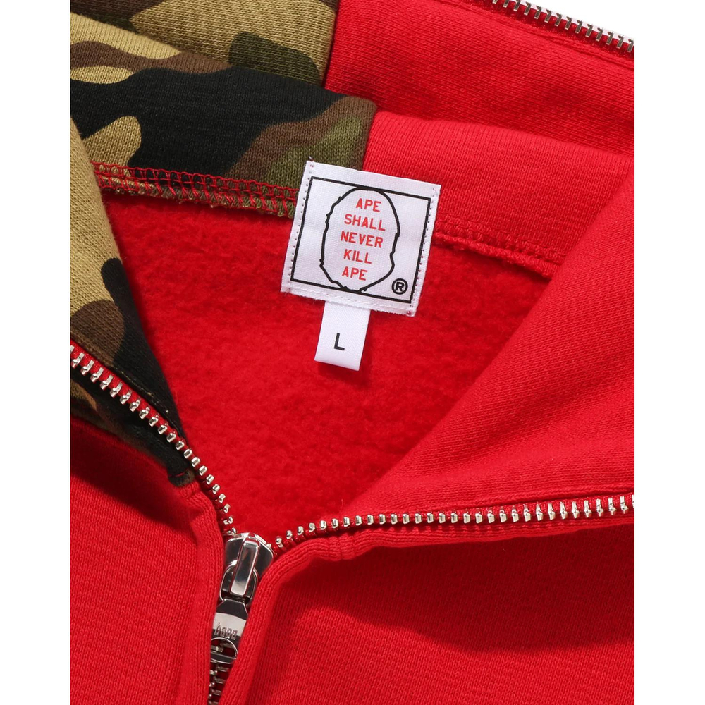 A Bathing Ape Bathing Ape Shark Pattern Hooded Zip Up Свитшот красный