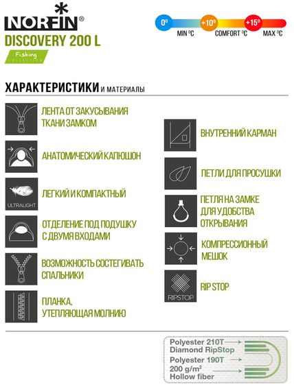 Мешок-кокон спальный Norfin DISCOVERY 200 L