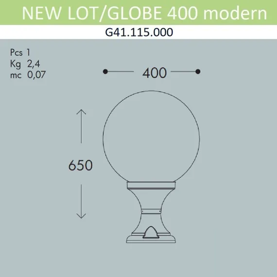 Наземный фонарь Globe 400 Modern G41.115.000.AYE27 Fumagalli