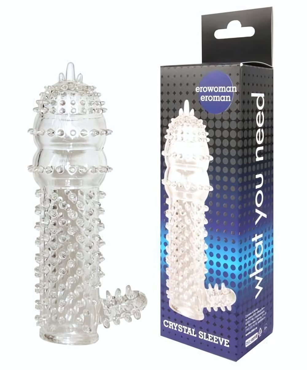 Закрытая прозрачная насадка Crystal sleeve - 12,8 см. (Цвет: прозрачный)