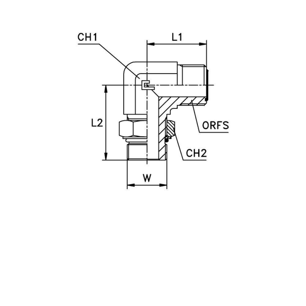 Штуцер FMA90 D12 ORFS 13/16 - UNF 3/4