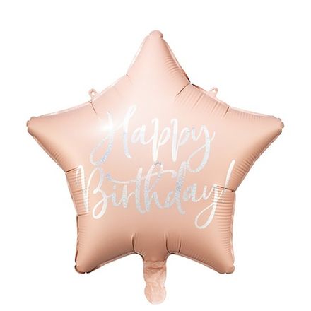 Звезда "Happy Birthday розовая пудра голография"
