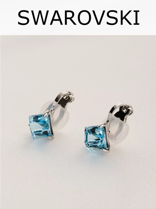 Клипсы Миражи с голубыми кристаллами Swarovski