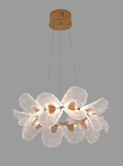 Люстра подвесная светодиодная NewRgy 2433-50CM GD (1), 40 Вт, золотая