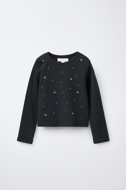 ZARA ФУТБОЛКА С ЗАКЛЕПКАМИ, АНТРАЦИТОВО-СЕРЫЙ