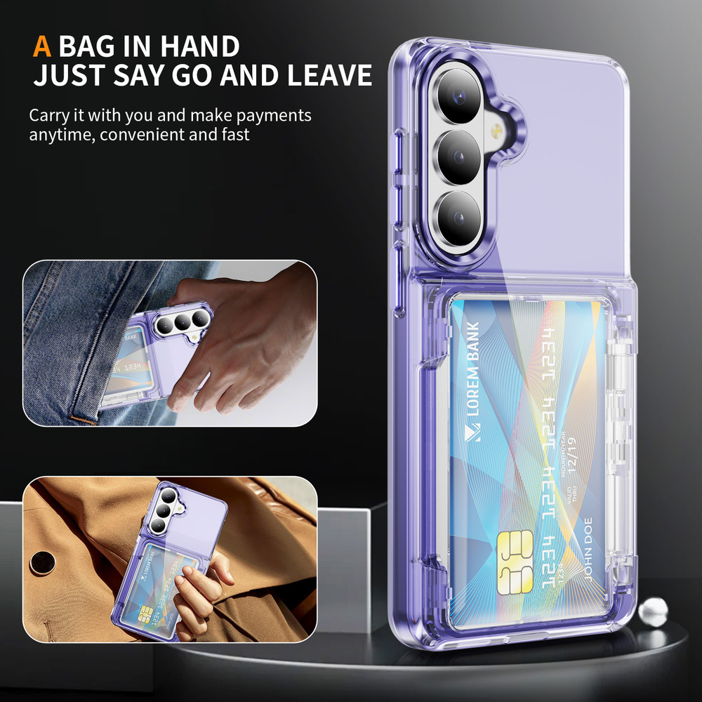 Прозрачный чехол Lumen Case с подставкой 2‑в‑1 и отделением для карт: Samsung Galaxy S25
