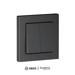 Выключатель двухклавишный с подсветкой Systeme Electric AtlasDesign Smart Карбон ATN001053Z