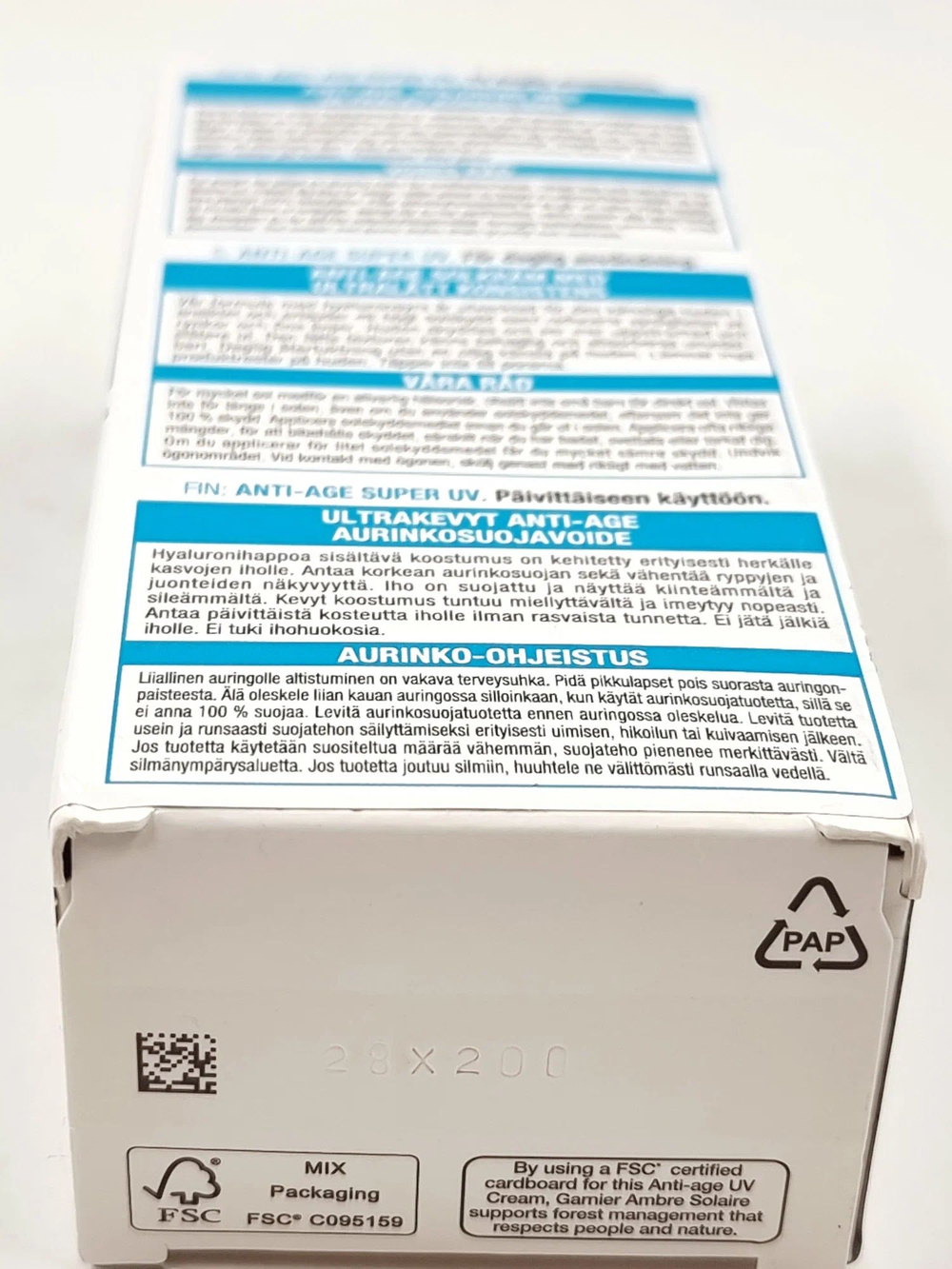 Крем для лица Ambre Solaire Anti-Age super UV SPF 50 с гиалуроновой кислотой 50 мл (Из Финляндии)