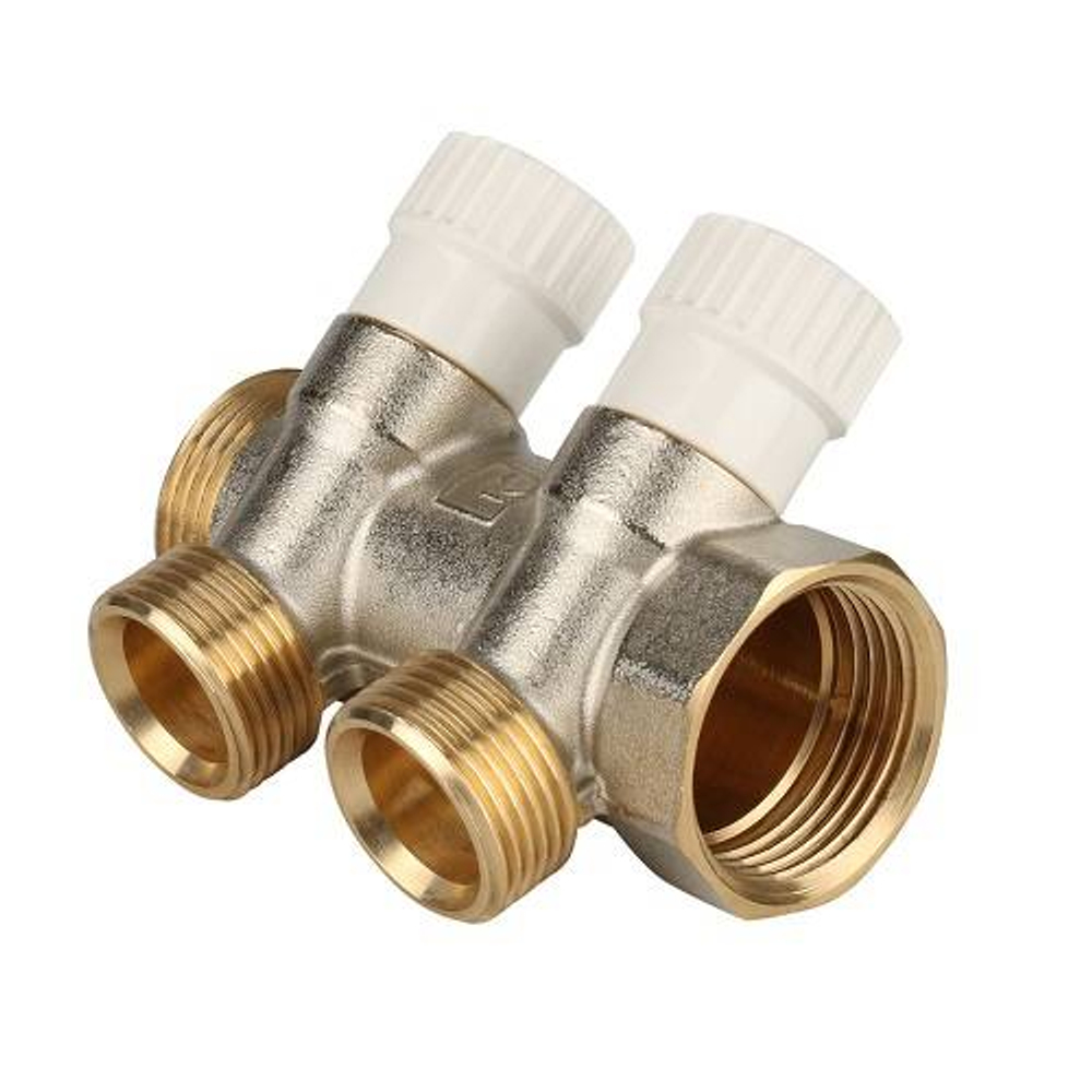 Коллектор регулирующий проходной STOUT SMB 6851 - 1" (НР/ВР) на 2 контура 1/2"EK (евроконус)