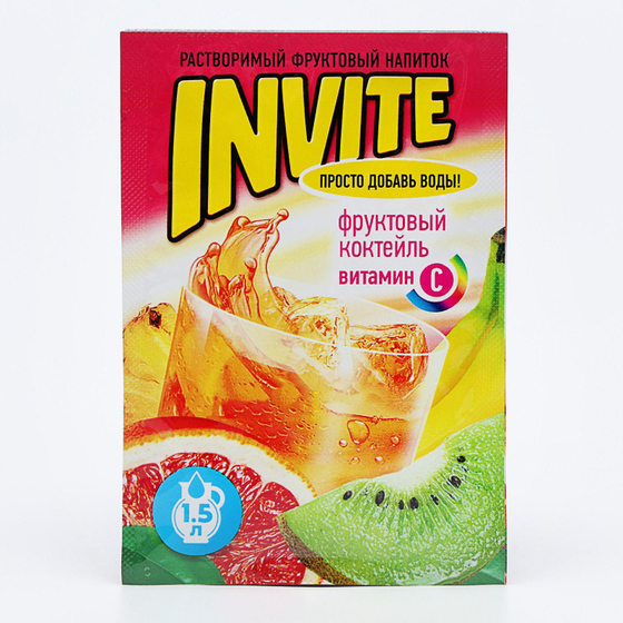 Растворимый напиток Invite Фруктовый коктейль 9г*24шт