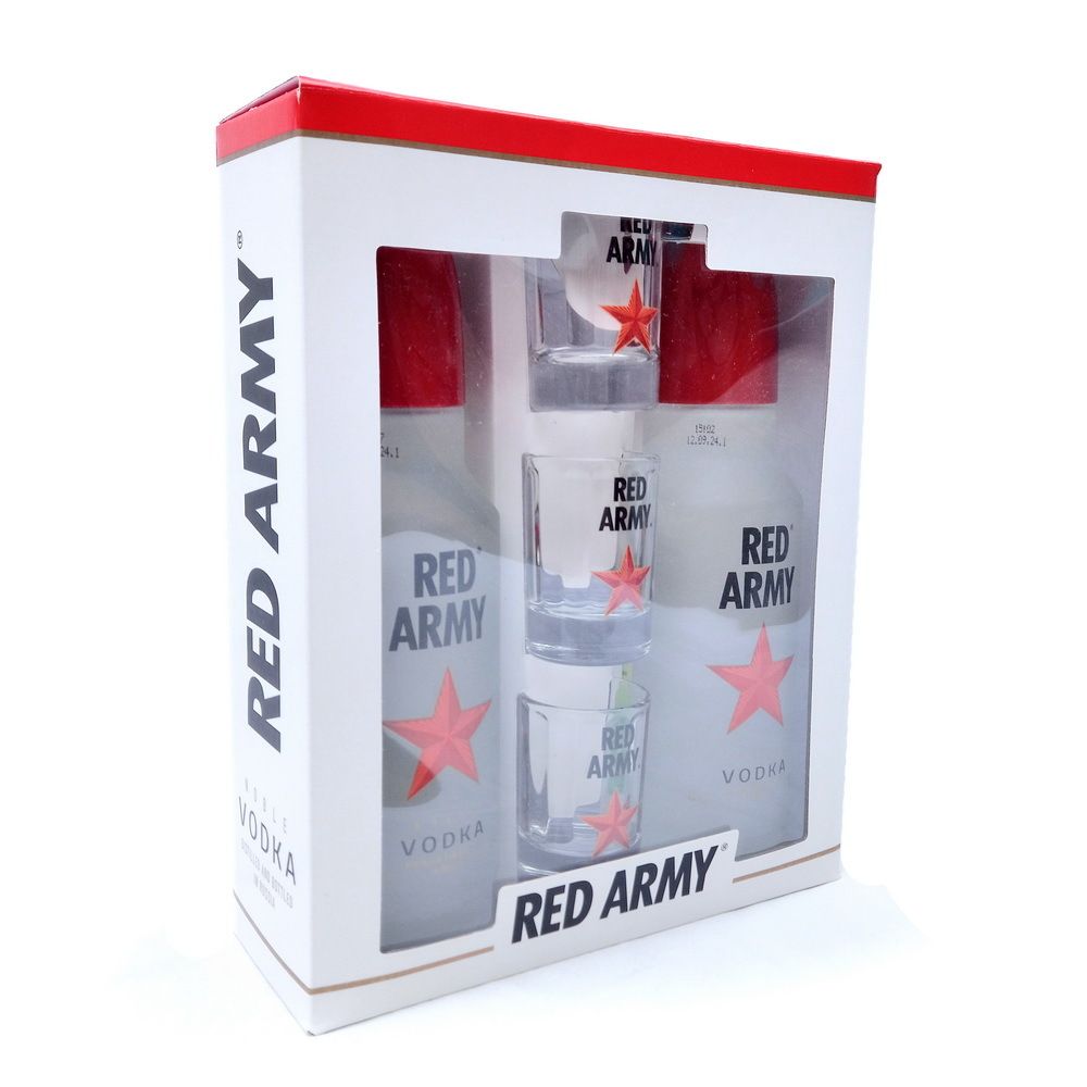 Набор подарочный Водка Рэд Арми классик 2* 0,5л +3 рюмки / Vodka Red Army classic 2* 0,5 l+3 glasses