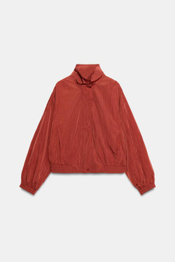 ZARA БОМБЕР С ВЫСОКИМ ВОРОТНИКОМ, ЧЕРЕПИЧНЫЙ