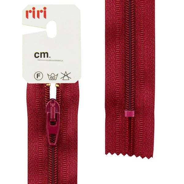 Молния спиральная (витая) RIRI Т4 (4 мм) 1 зам., н/раз., 20 см, Meras, цв.2410, т.красный, 10 шт