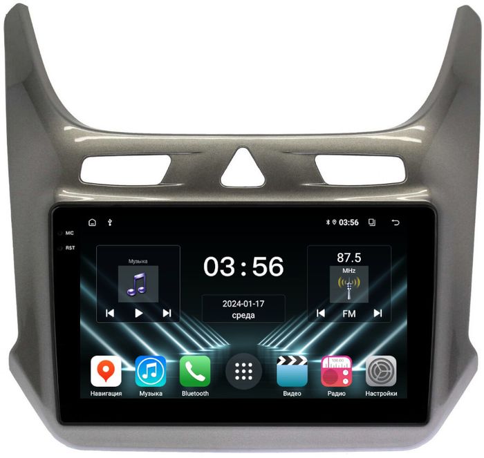Магнитола для Chevrolet Cobalt 2011+, Ravon R4 (рамка серый глянец) - FarCar S280 монитор 9.5" IPS на Android 13, CarPlay