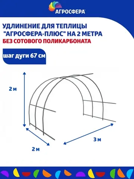Удлинение 2м для теплицы Плюс (без поликарбоната)