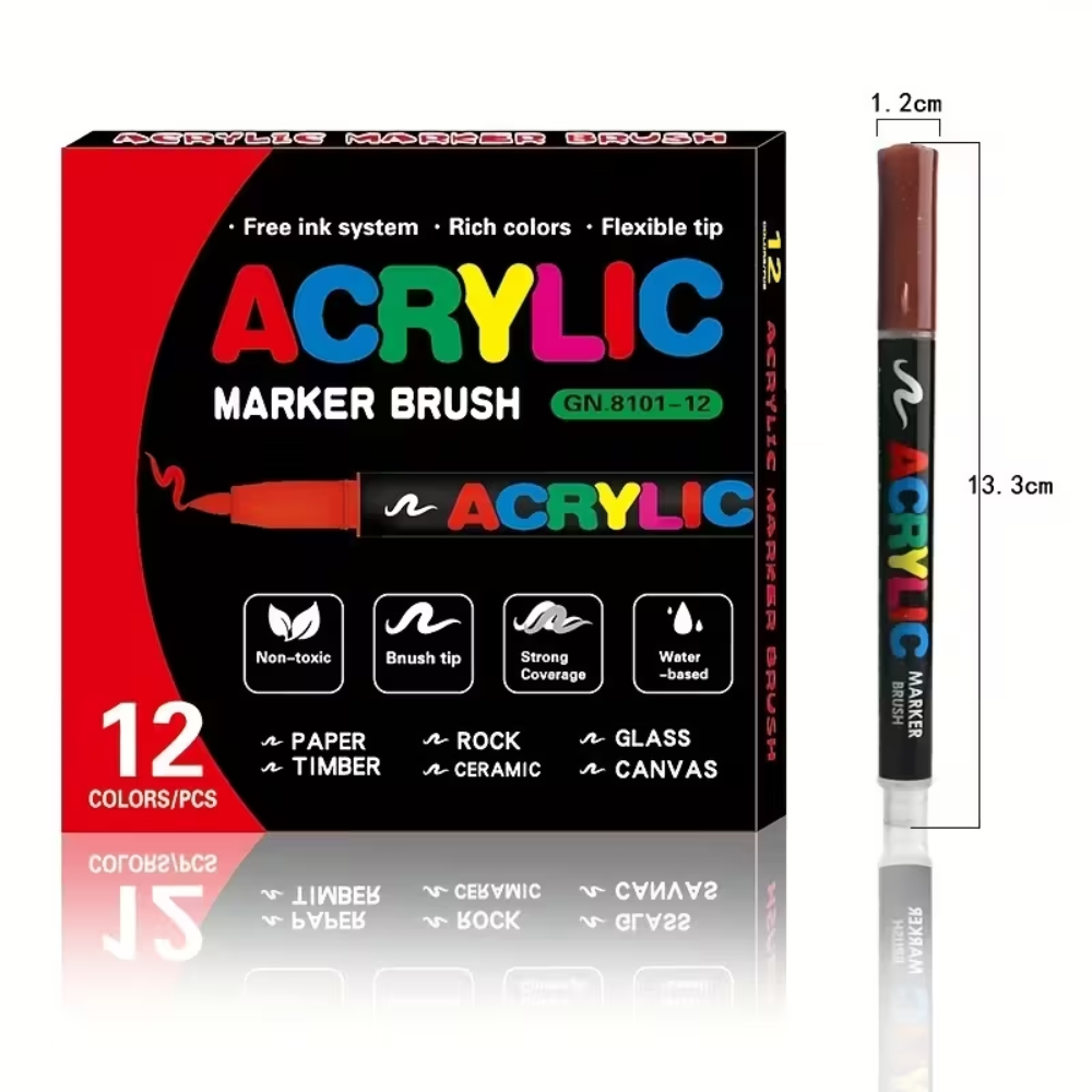 Маркеры акриловые Acrylic 12 цветов