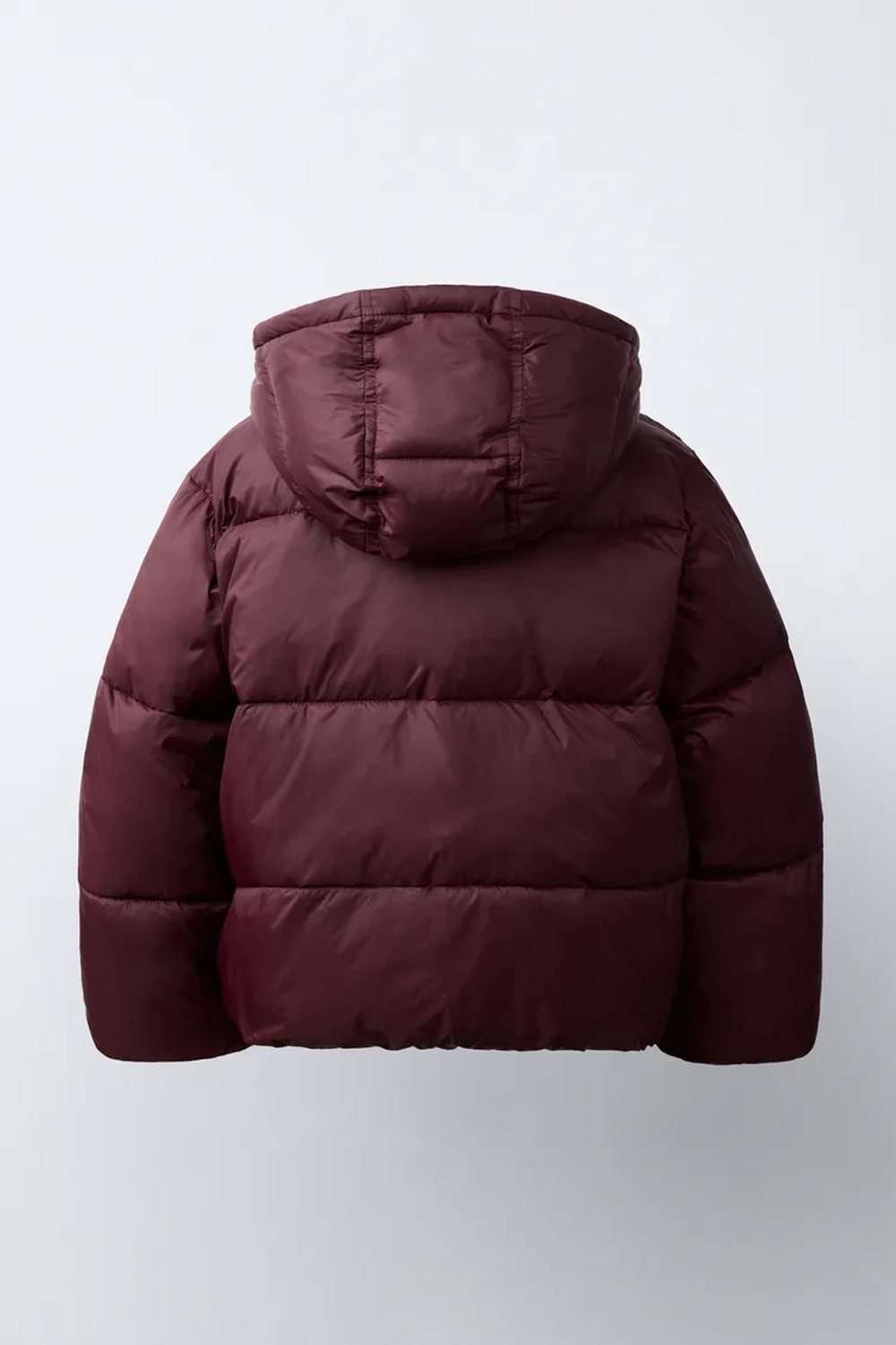 ZARA СТЕГАНАЯ КУРТКА WATER-REPELLENT С КАПЮШОНОМ, БУРГУНДИ