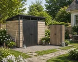 Keter Комплект для хранения: сарай "Pent 9x7" + шкаф "Vertical Shed" 1400л (светло-коричневый) — фото 3