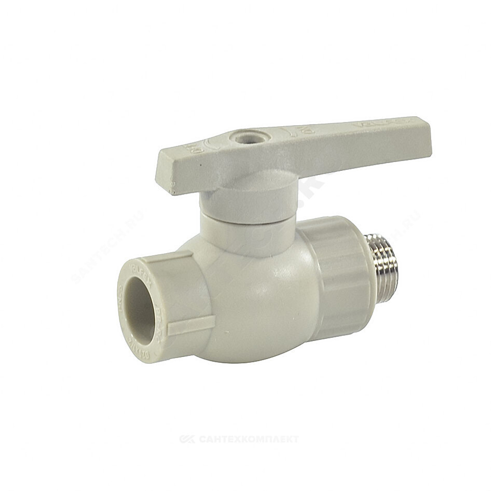Кран шаровой PP-R серый Дн 20х1/2" НР VALFEX 10144220Г